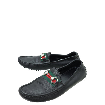 Gucci Black Web Horsebit Loafers 39