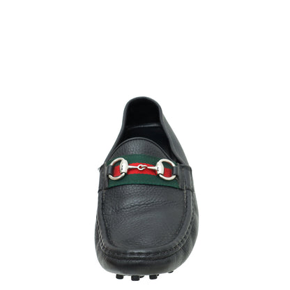 Gucci Black Web Horsebit Loafers 39