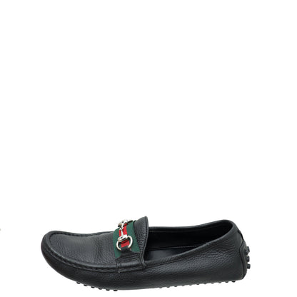Gucci Black Web Horsebit Loafers 39