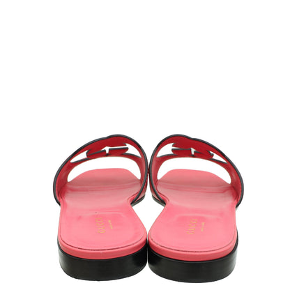 Gucci Dark Pink Interlocking G Cut-out Slide Sandals 39