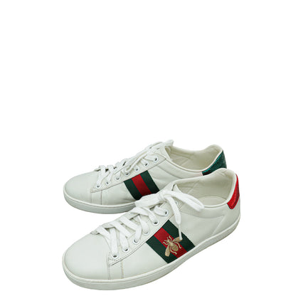 Gucci White Ace Web Bee Sneaker 37