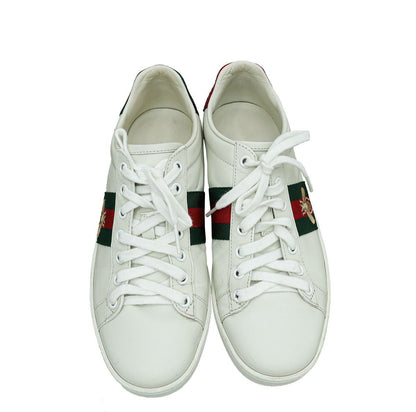 Gucci White Ace Web Bee Sneaker 37