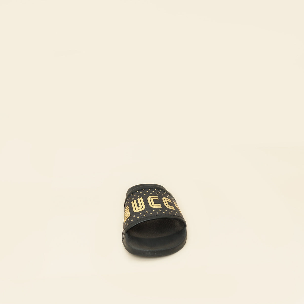 Gucci Black Supreme "Guccy" Star Rubber Slide Sandals 36