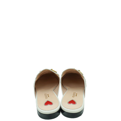 Gucci White Princetown Embroidered Bee Star Mules 36