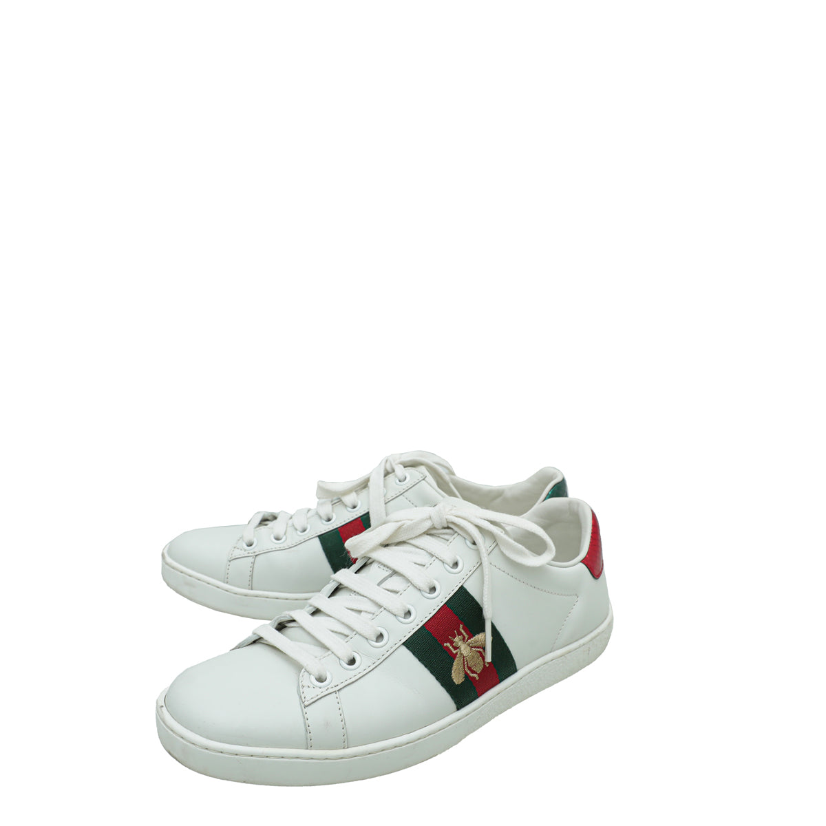 Gucci White Ace Bee Embroidered Sneakers 37