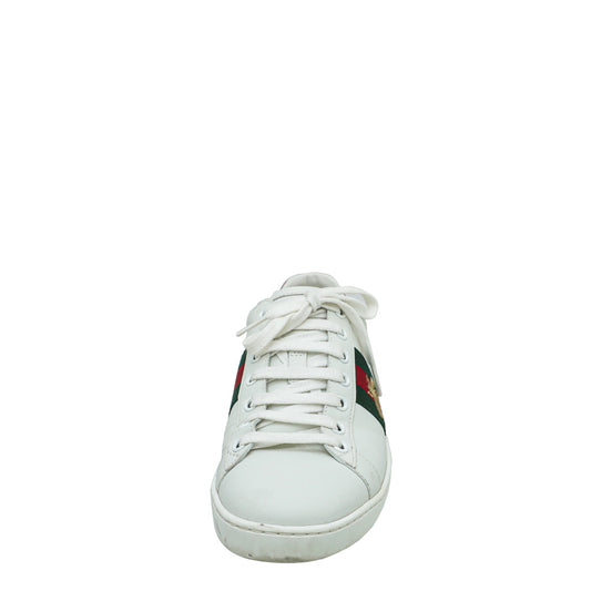 Gucci White Ace Bee Embroidered Sneakers 37