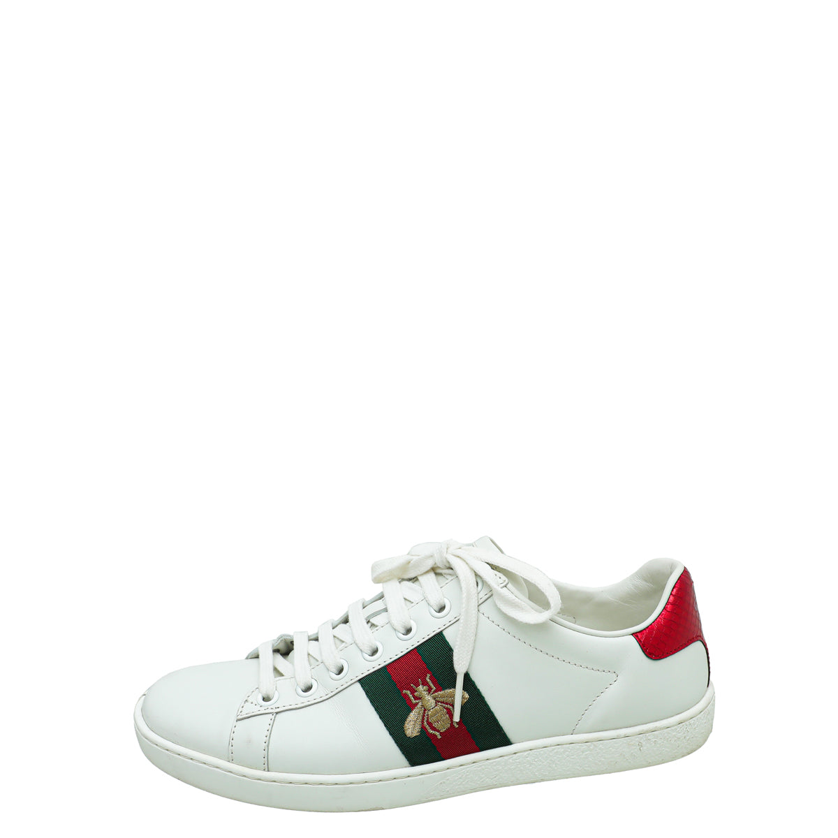 Gucci White Ace Bee Embroidered Sneakers 37