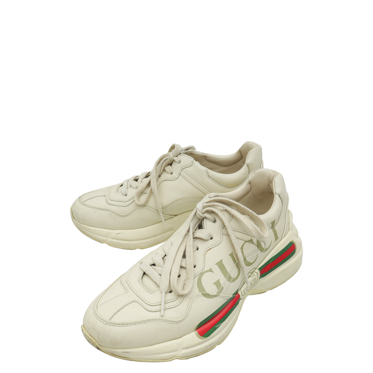 Gucci Ivory Logo Rhyton Trainer Sneakers 37