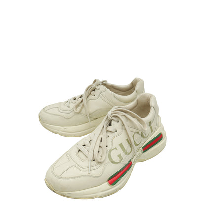 Gucci Ivory Logo Rhyton Trainer Sneakers 37