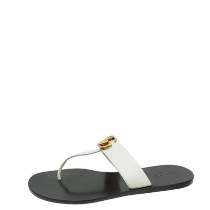 Gucci White GG Marmont Thong Sandals 38.5