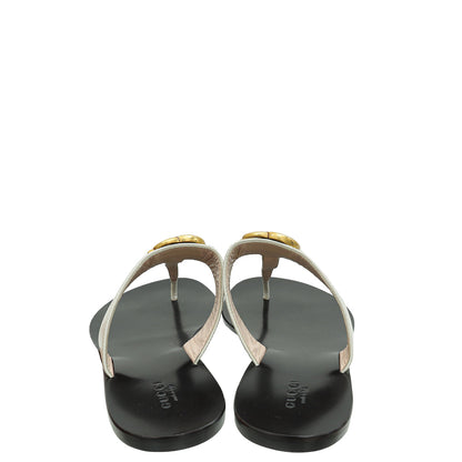 Gucci White GG Marmont Thong Sandals 38.5