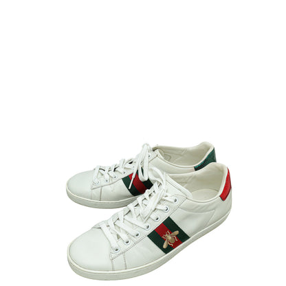 Gucci White Ace Web Bee Sneaker 38.5