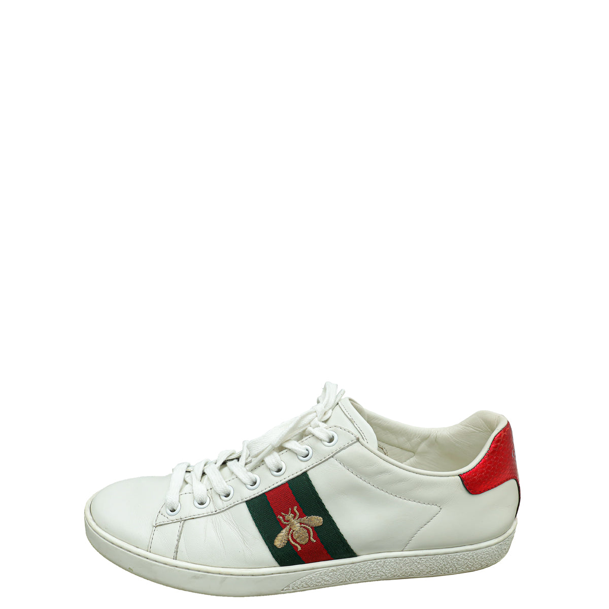 Gucci White Ace Web Bee Sneaker 38.5