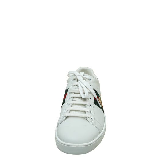 Gucci White Ace Bee Embroidered Sneakers 38