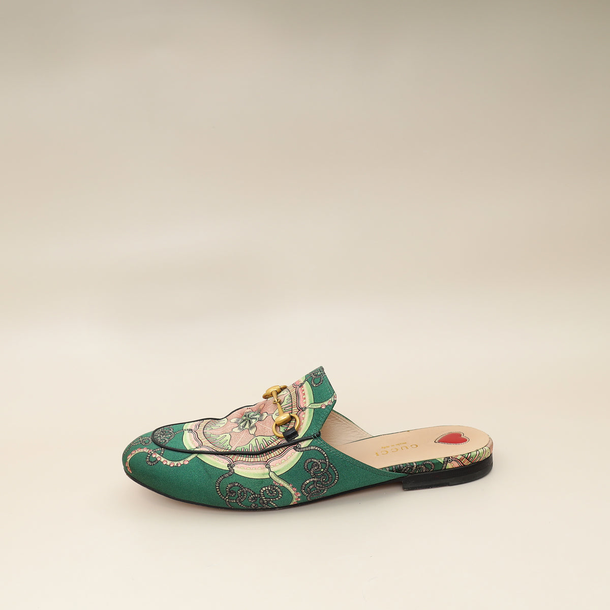Gucci Multicolor Princetown Satin Print Mules 38