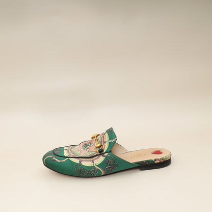 Gucci Multicolor Princetown Satin Print Mules 38