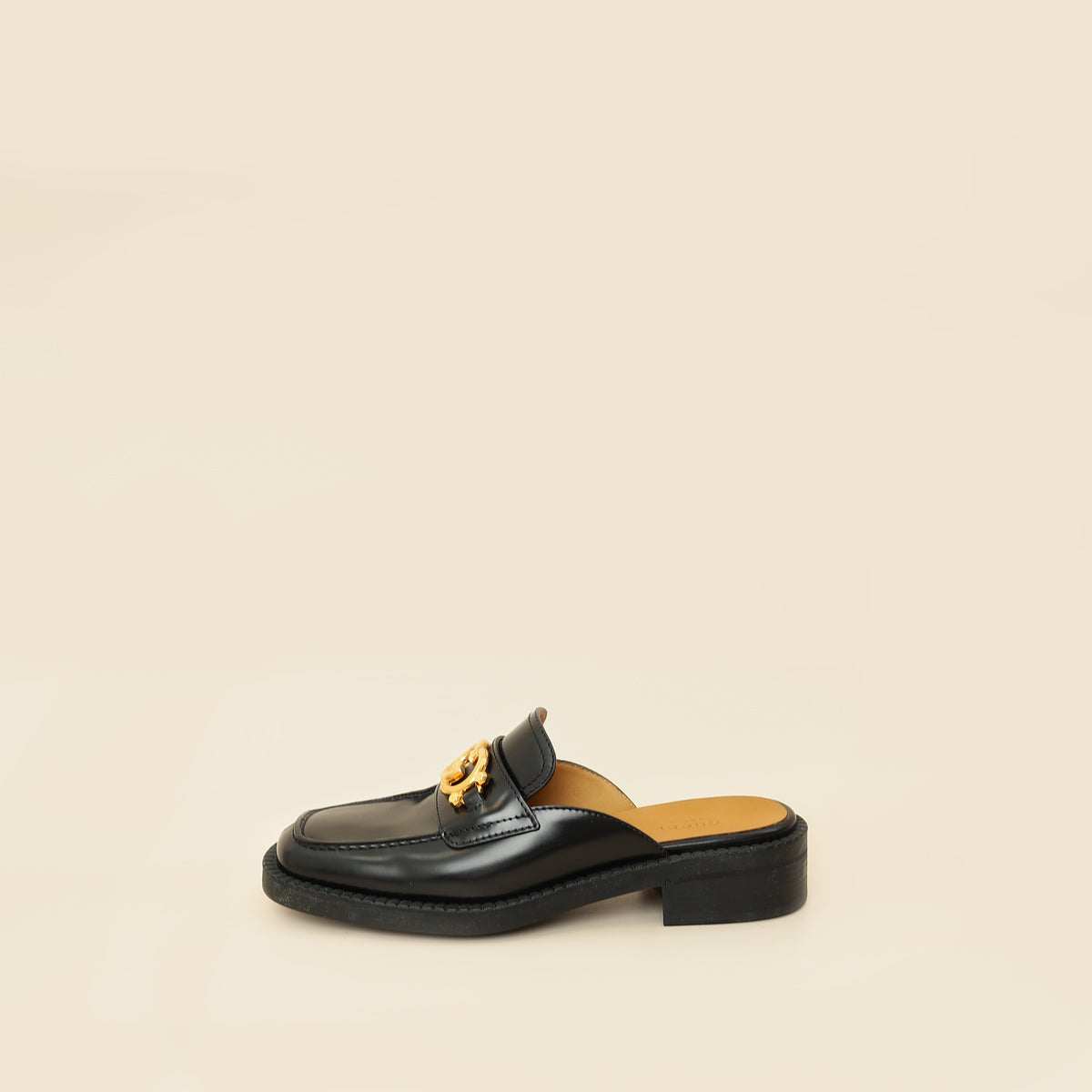 Gucci Black Interlocking G Leather Mules 39