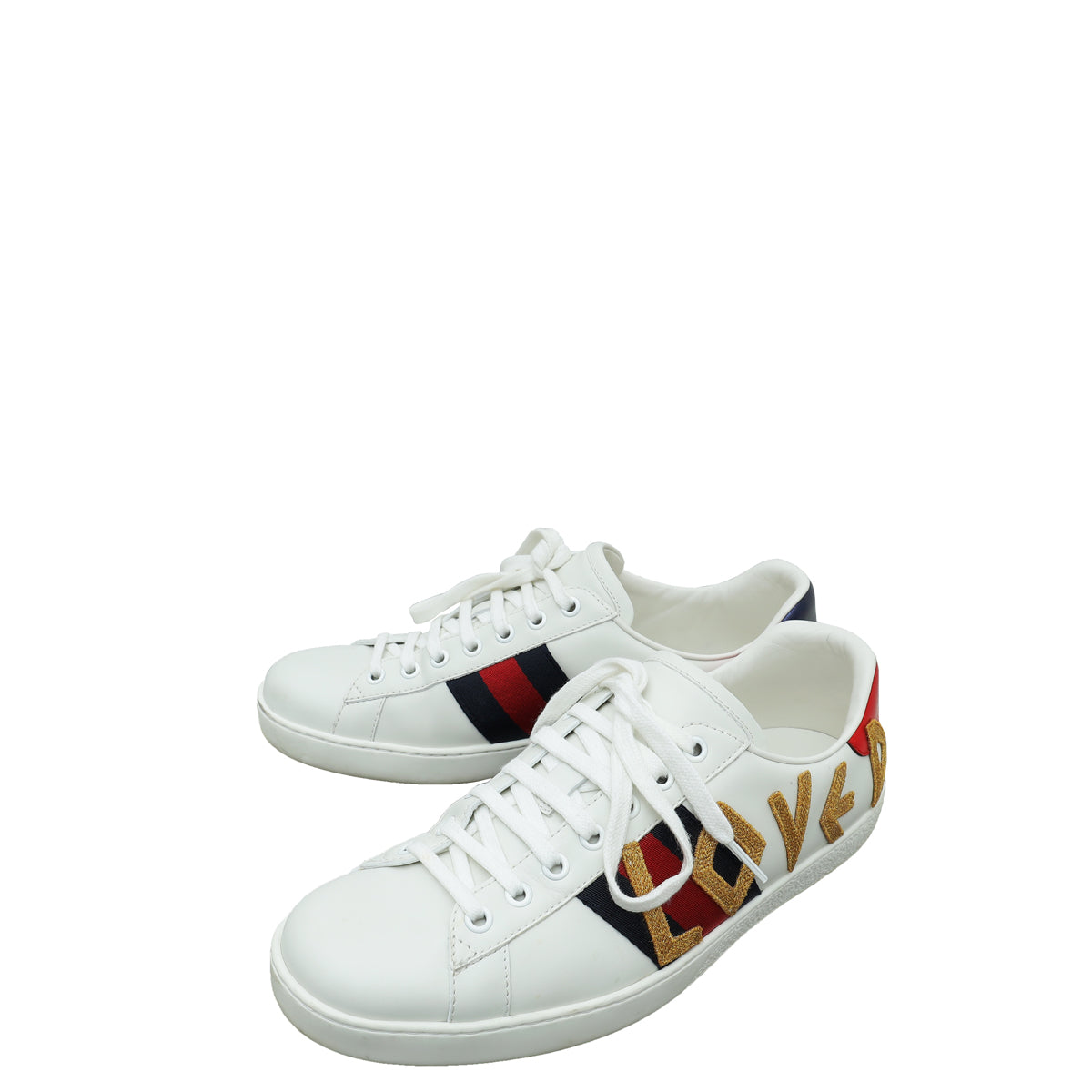 Gucci White Ace Loved Embroidered Sneaker 7.5