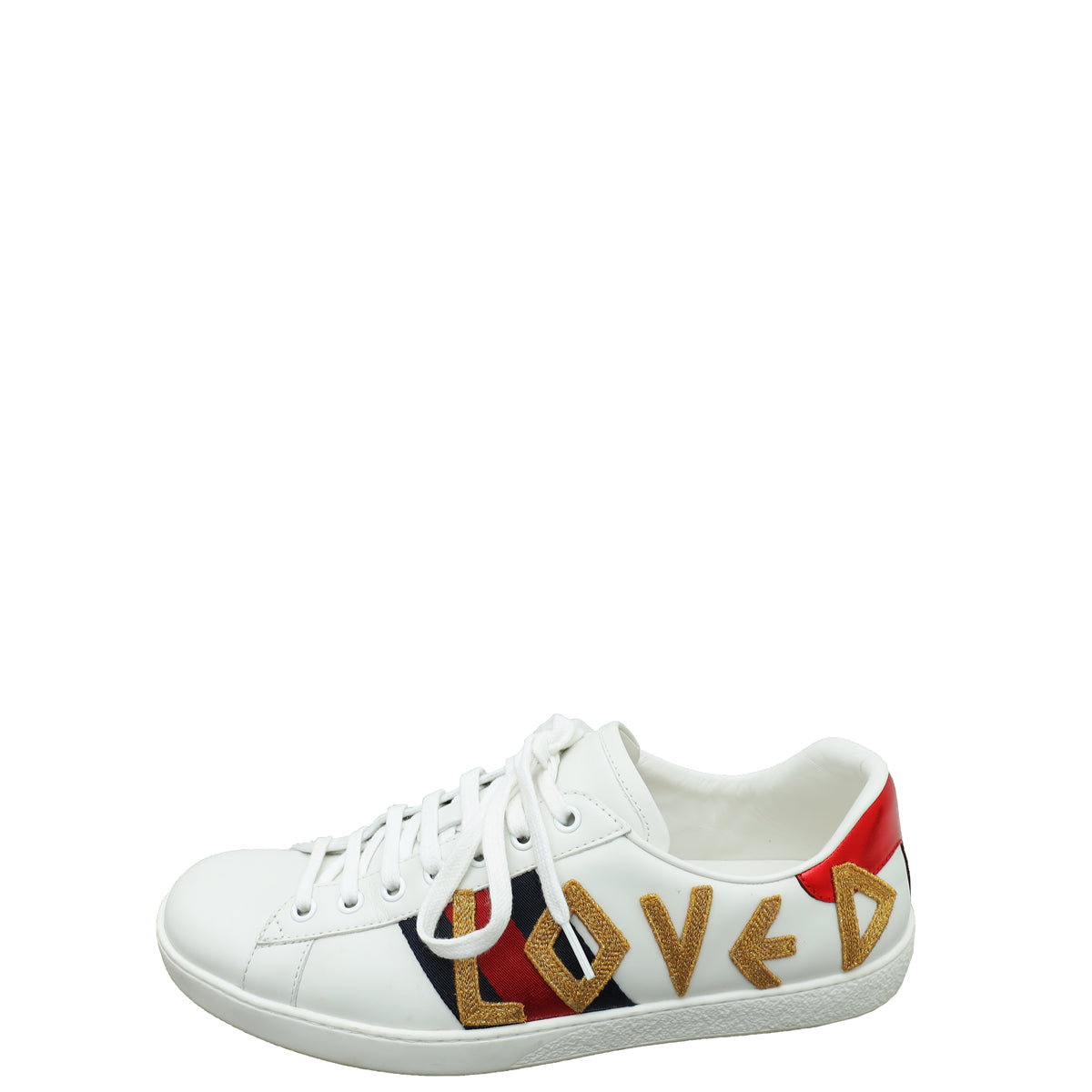 Gucci White Ace Loved Embroidered Sneaker 7.5