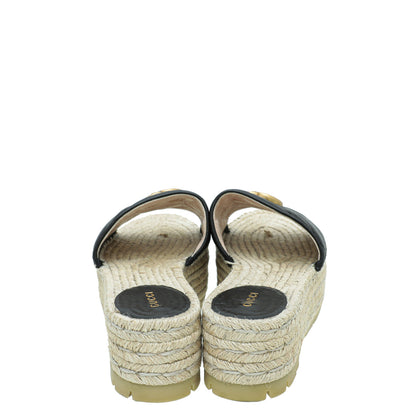 Gucci Black GG Marmont Platform Espadrille Mule 37