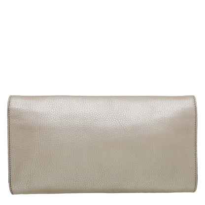 Gucci Metallic Champagne Soho Tassel Flap Clutch