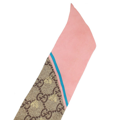 Gucci Bicolor GG Bee Metallic Printed Silk Twilly