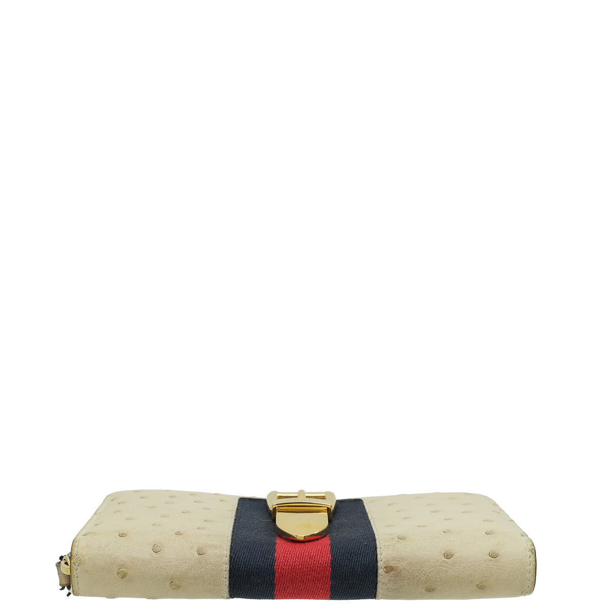 Gucci Beige Ostrich Sherry Line Sylvie Zip Around Wallet