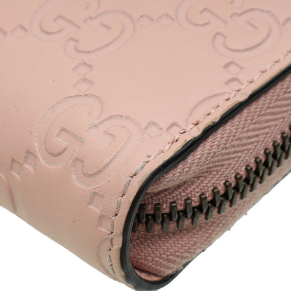 Gucci Pink Guccissima Crystal Cat Zippy Wallet