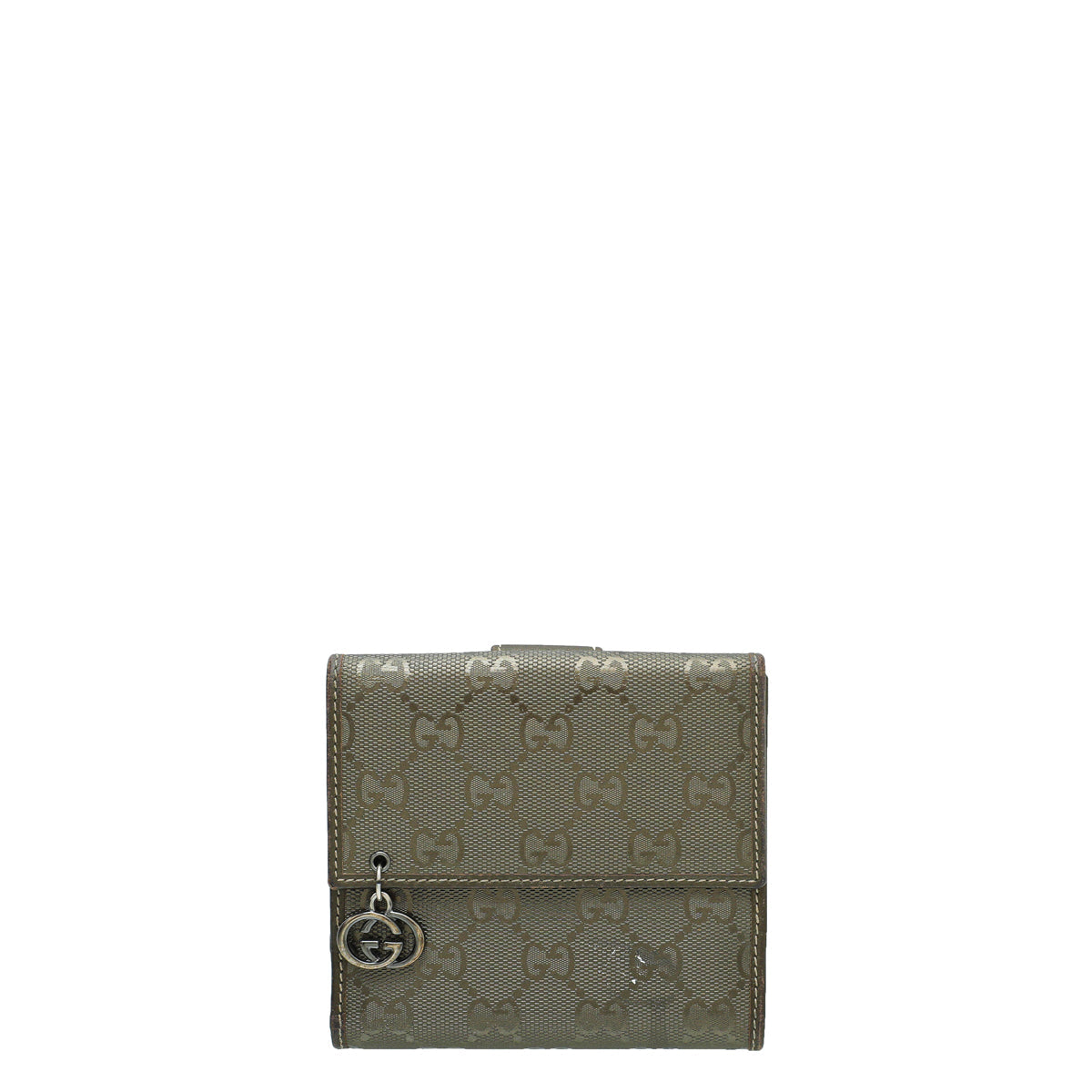 Gucci Metallic Olive Interlocking GG Imprime French Wallet