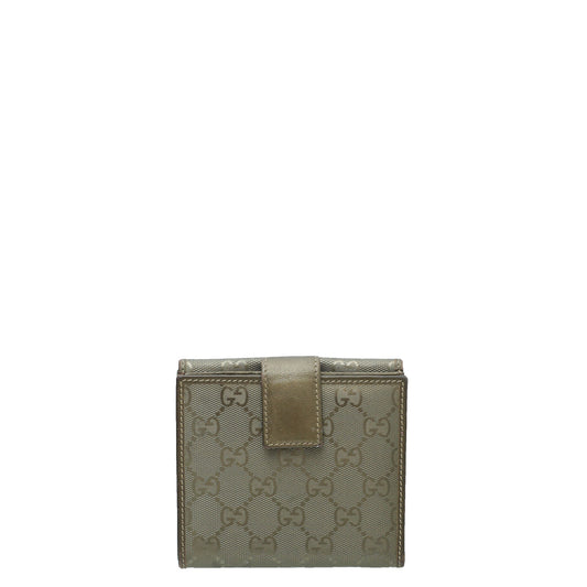 Gucci Metallic Olive Interlocking GG Imprime French Wallet