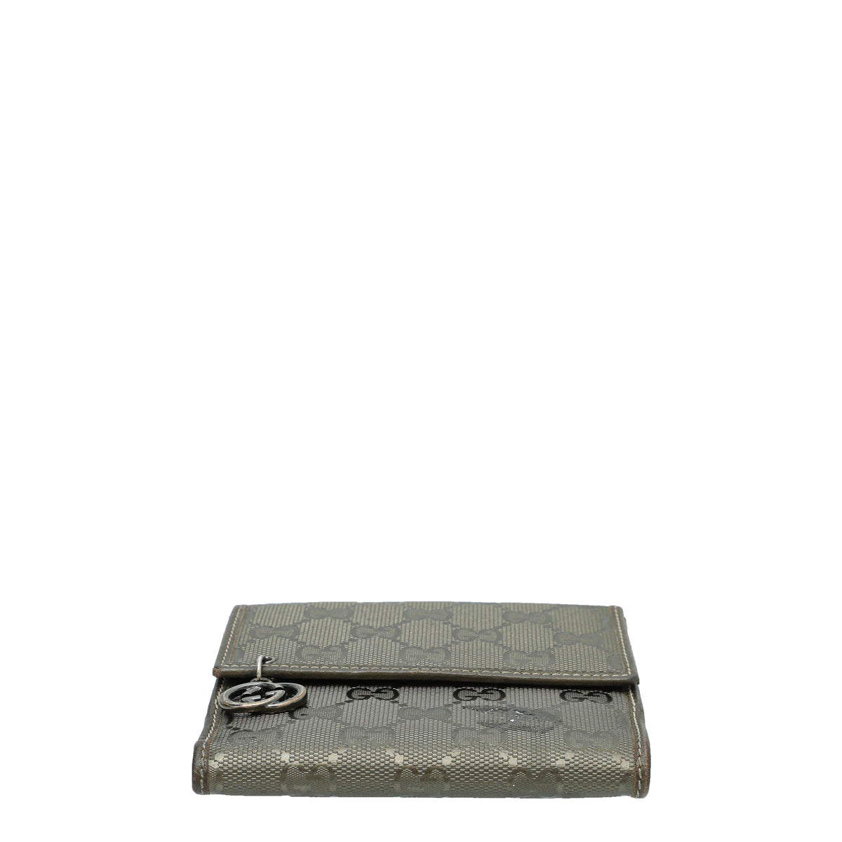 Gucci Metallic Olive Interlocking GG Imprime French Wallet