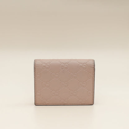 Gucci Dusty Pink GG Embossed Bow Card Case Wallet