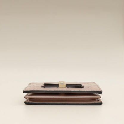 Gucci Dusty Pink GG Embossed Bow Card Case Wallet