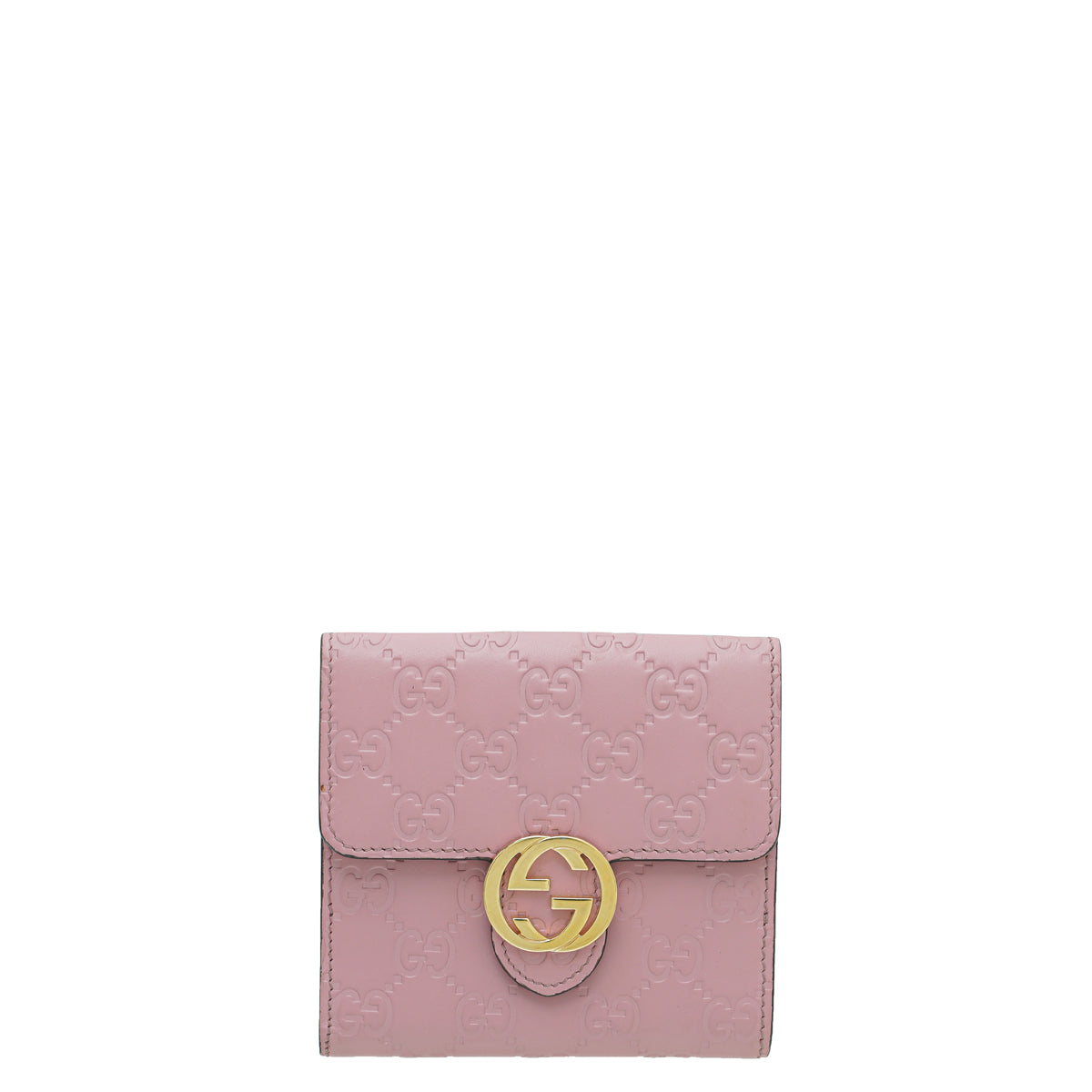 Gucci Pink Guccissima Interlocking G French Wallet