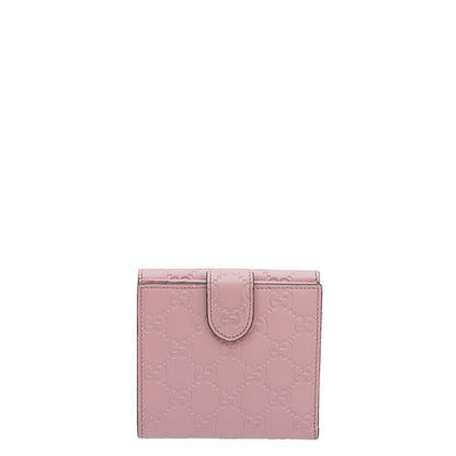 Gucci Pink Guccissima Interlocking G French Wallet