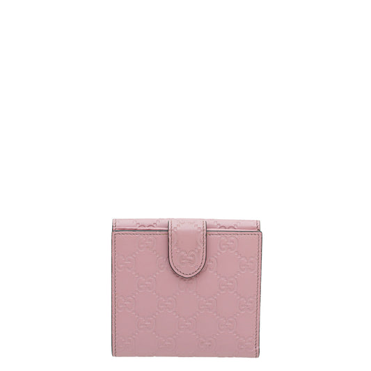 Gucci Pink Guccissima Interlocking G French Wallet