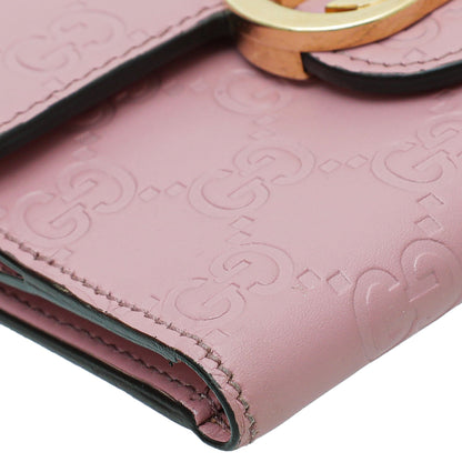 Gucci Pink Guccissima Interlocking G French Wallet