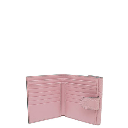 Gucci Pink Guccissima Interlocking G French Wallet