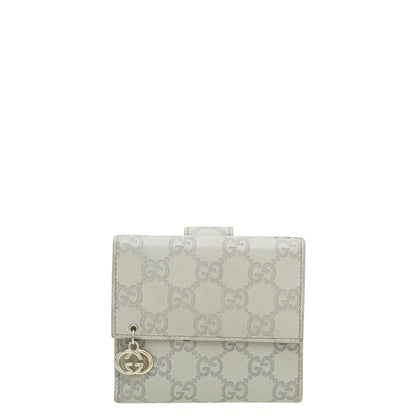 Gucci Cream Interlocking G Guccissima French Wallet