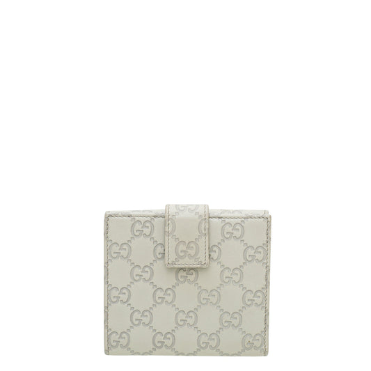 Gucci Cream Interlocking G Guccissima French Wallet