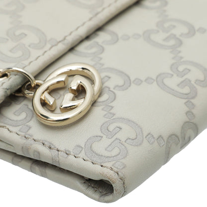 Gucci Cream Interlocking G Guccissima French Wallet