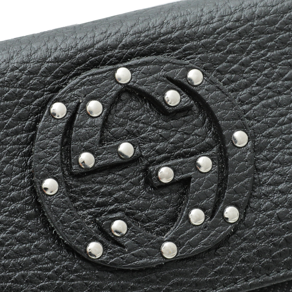 Gucci Black Studded Interlocking G Continental Wallet