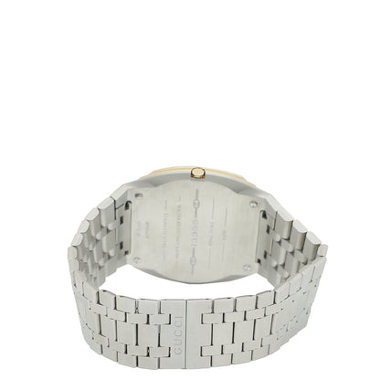 Gucci Stainless Steel 18K Yellow Gold 25H 30mm Quartz Watch