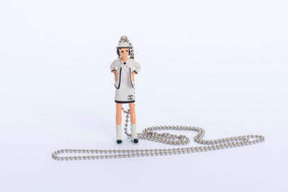 Chanel Coco Doll Pendant Necklace with Comic Book, Dust Cover & Box