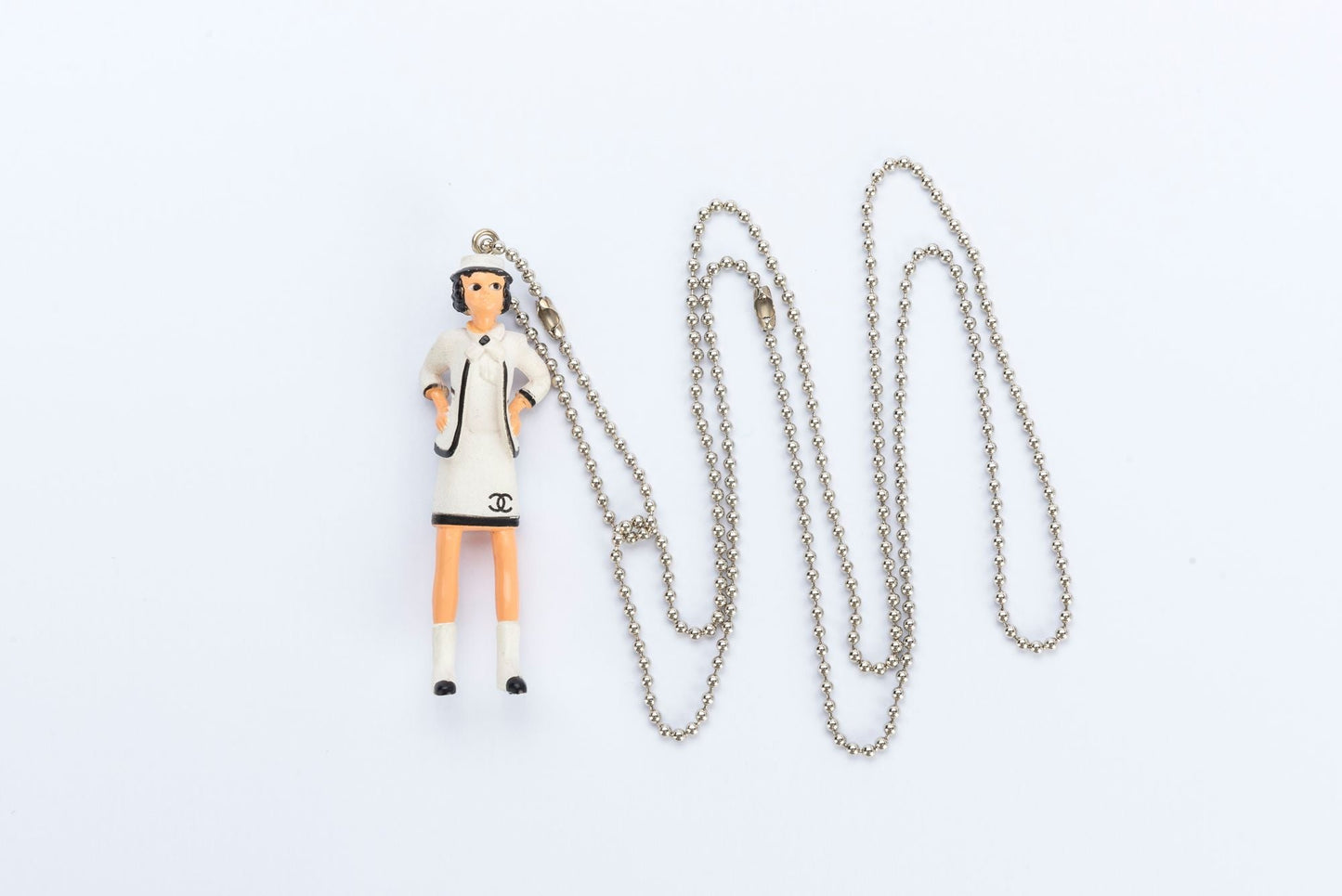Chanel Coco Doll Pendant Necklace with Comic Book, Dust Cover & Box