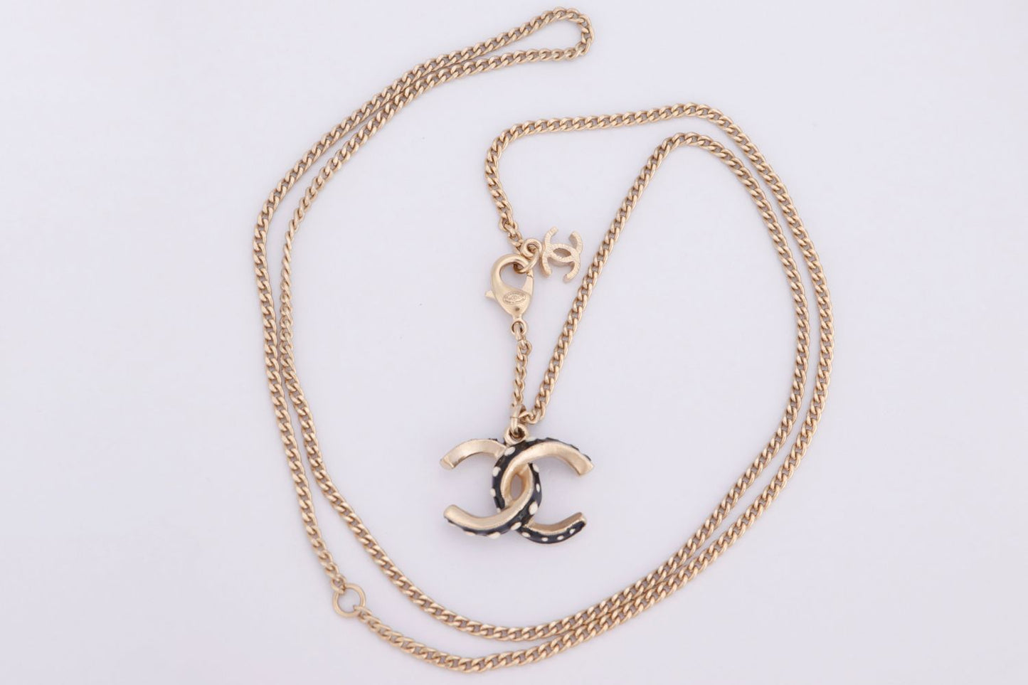 Chanel Small CC Black Polka Dot Necklace