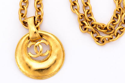 Chanel Vintage Large CC Oval Pendant 93P Necklace, no Dust Cover & Box