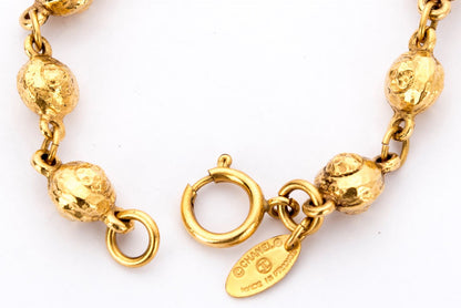 Chanel Vintage Round Ball Necklace, Length 91cm, Gold Color, no Dust Cover & Box