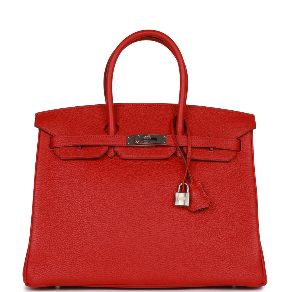 Hermes Birkin 35 Rouge Casaque Clemence Palladium Hardware