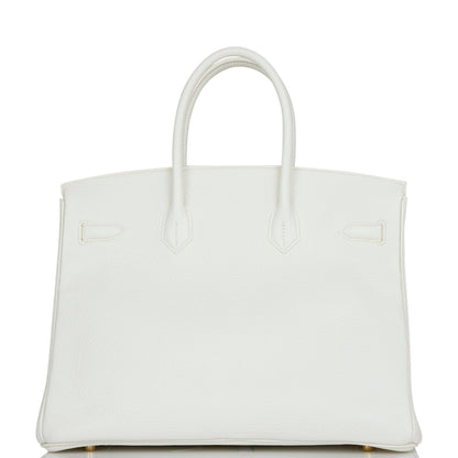 Hermes Birkin 35 White Clemence Gold Hardware